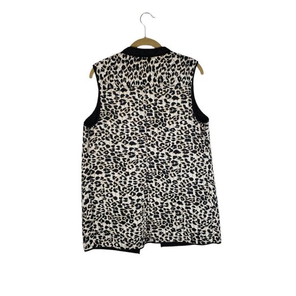 Chicos Reversible Vest Leopard Animal Print Black Quilted Longline Size 1 Medium - Picture 2 of 6